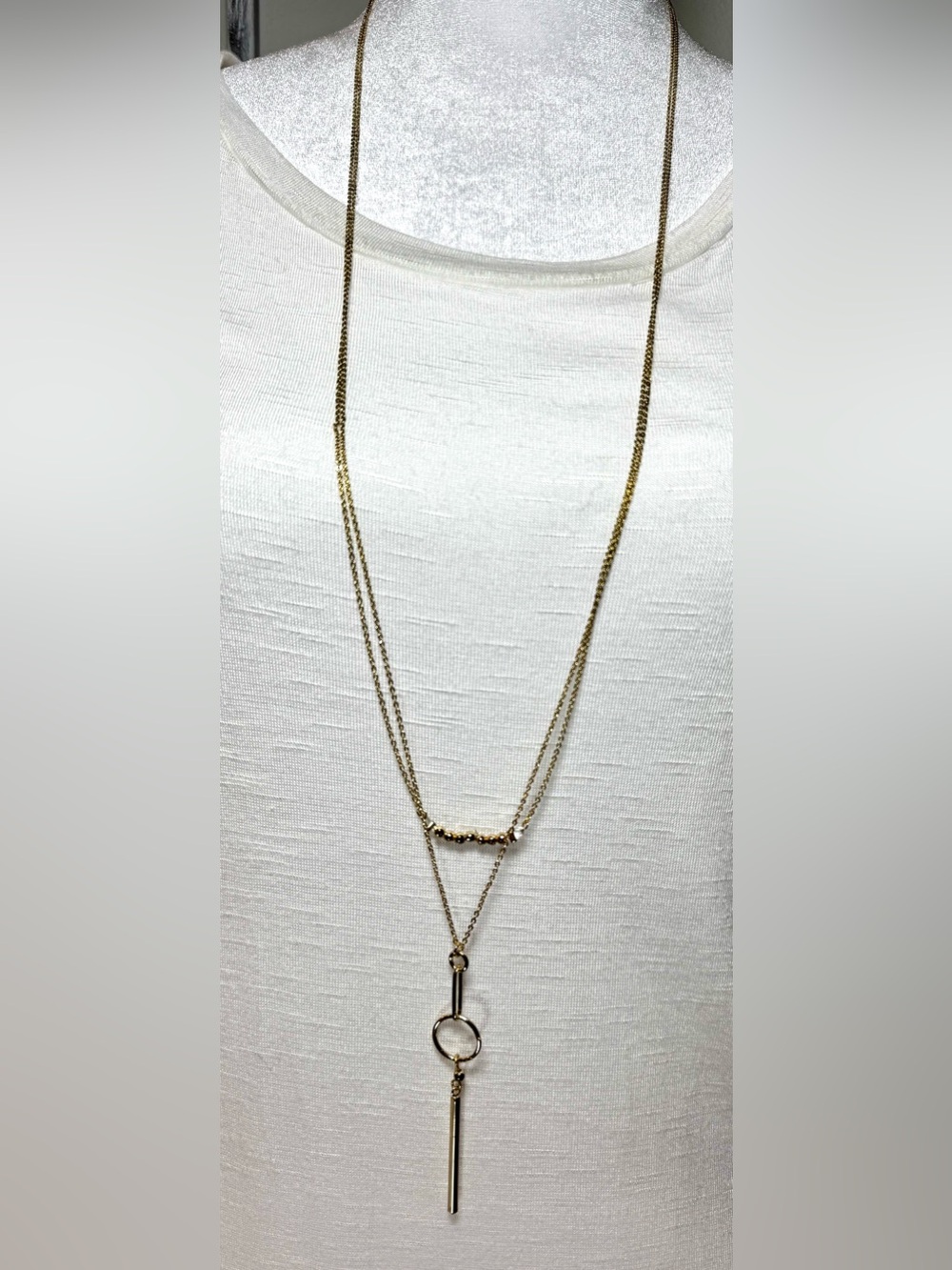 Mixit Delicates Gold Tone Layered Dangle Statement Necklace Long 32"